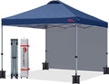 MASTERCANOPY Durable Pop-up Canopy Tent with 1 Sidewall (8'x8'Navy Blue)