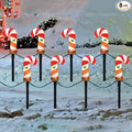C7 Christmas Pathway String Lights Set of 8 Christmas Candy Cane Driveway Markers with 4 C7 Clear Bulbs Waterproof String Lights for Pathway Decor Outdoor Decoration