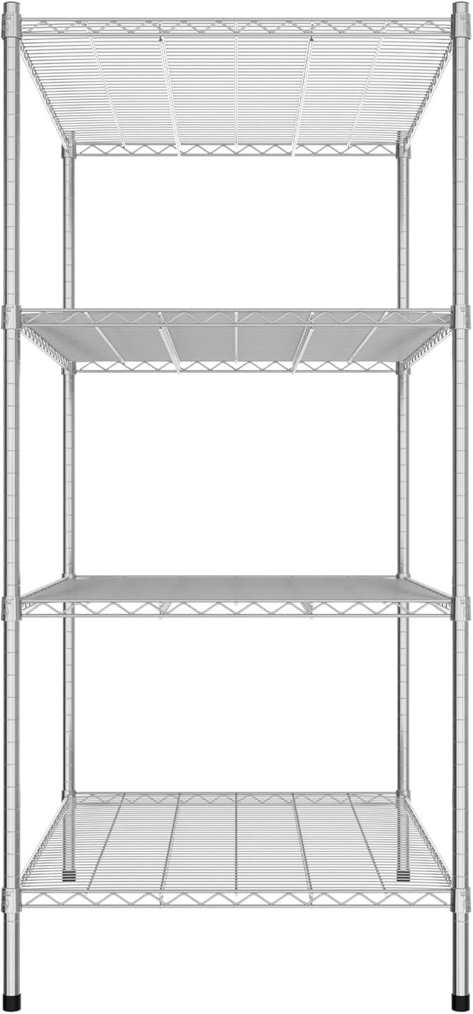 Commercial NSF Listed Chrome Stationary Wire Shelving Kit 30 x 42 x 64 with 4 Shelves Perfect for Warehouse Walk-in Refrigerator Freezer Grocery Store Restaurant Dishroom