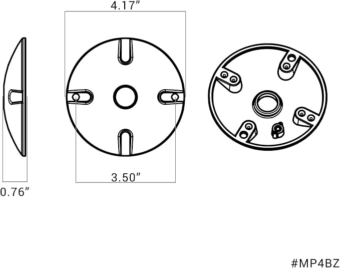 HTM LIGHTING SOLUTIONS 4 in. Round Weatherproof Electrical Junction Box Cover with 1/2 in. NPT Thread Outlet for Indoor/Outdoor Use – Landscape Accessories – Bronze (4-Pack)