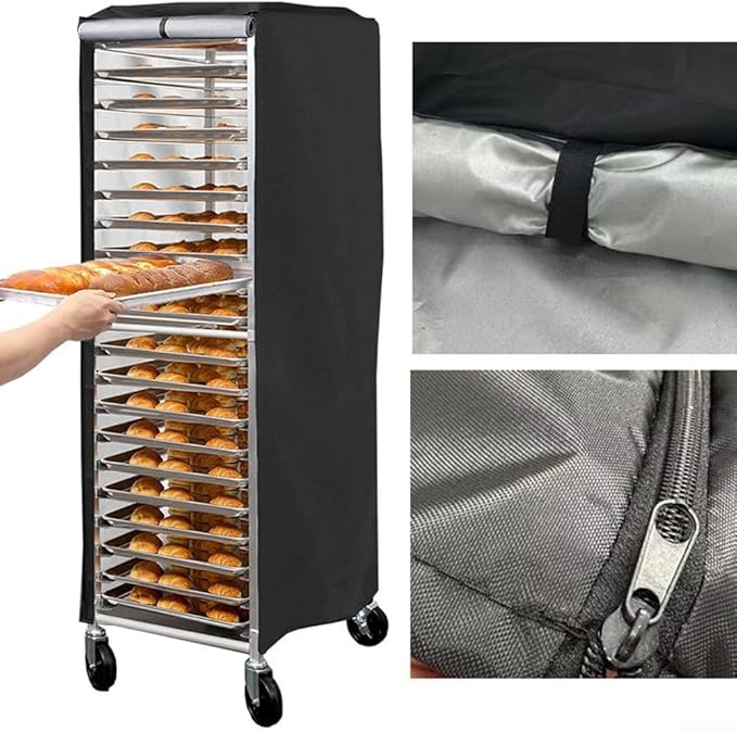420D Waterproof Bread Stand Dust Cover with Reliable Strap Attachment Protects Baking Grates from Environmental Damage and Dust Fits Shelf Size 59 72 163 cm