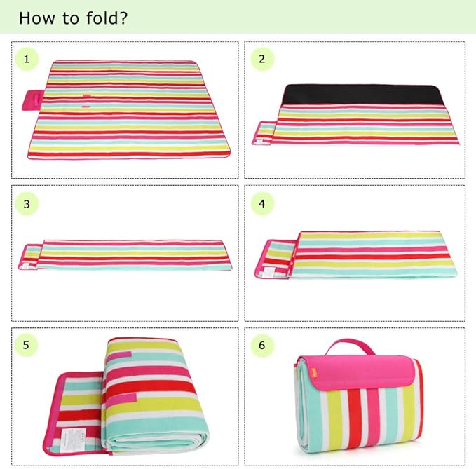 yodo Outdoor Picnic Blanket Water-Resistant for Camping Hiking FestivalsRose Stripe
