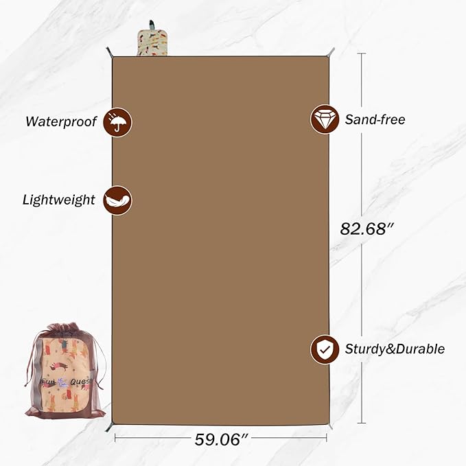 Picnic Blanket Waterproof – Packable Sand Proof Beach Blanket (0.42lb/0.66lb) Compact &amp Foldable Fits in Pocket with Integrated Stakes Ideal for Camping Hiking Travel Concert Festival