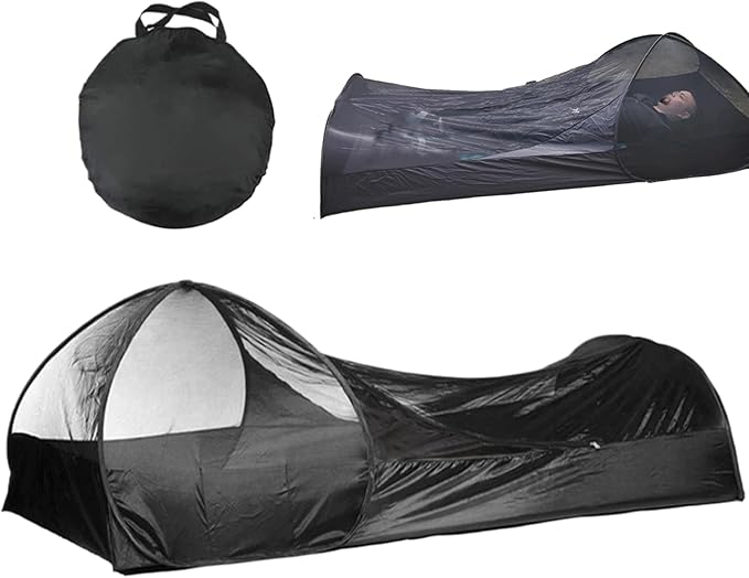 One Person Up Tent Bivy Tent Foldable Single Person up Tent Waterproof Moisture Proof Fine Mesh Tent Portable Bug Net for Camping Outdoor 82.7x41.3x27.6 Black