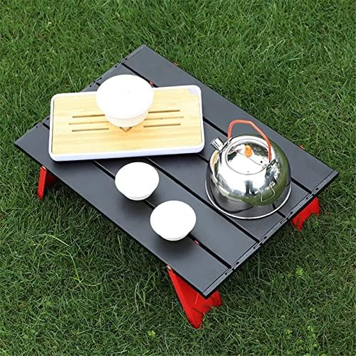 Aluminum Alloy Portable Table Outdoor Furniture Foldable Folding Camping Hiking Desk Traveling Outdoor Picnic Table Furniture (Color : Black) (Black)