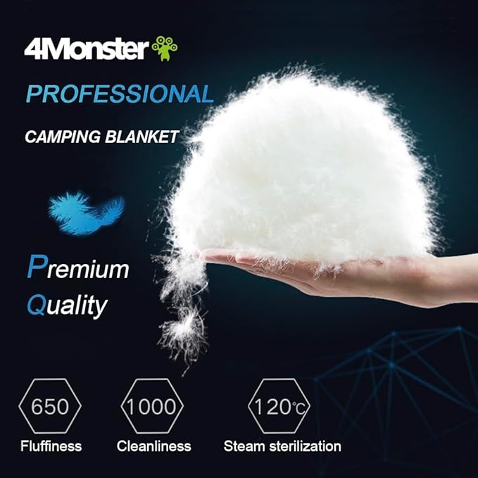 4Monster Down Camping Blanket - Outdoor Travel Quilt Puffy 650 Fill Packable LightweightWind &amp Waterproof | Ideal for Stadium BackpackingPicnics Beach and Hiking