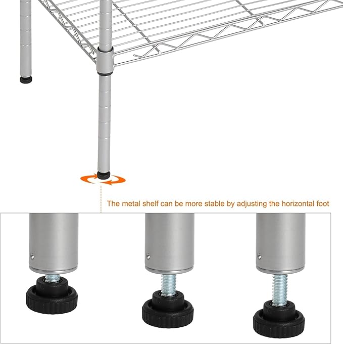 Adjustable Chrome Plated Iron Storage Rack 5-Layer Floor Standing Storage Rack Silver (35.43 X 13.78 X 70.87)“