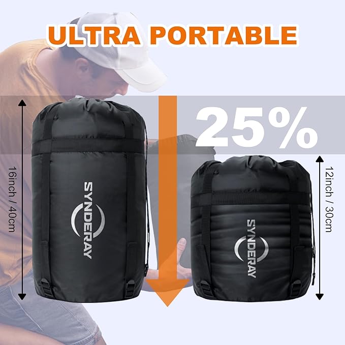 Sleeping Bags for Adults Cold Weather &amp Warm - Backpacking Camping Sleeping Bag for Kids 10-12 Girls Boys - Lightweight Compact with Compression Sack