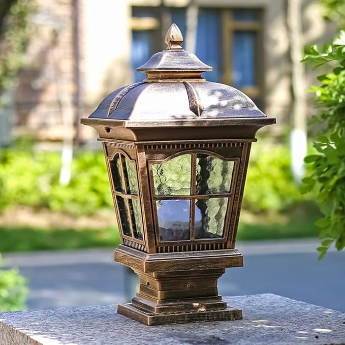 Outdoor Column Lights IP65 Waterproof Pillar Lights Outdoor Post Lights Fixture Glass Aluminum Antirust Column Lamp for Garage Pavilion Courtyard Park Lighting