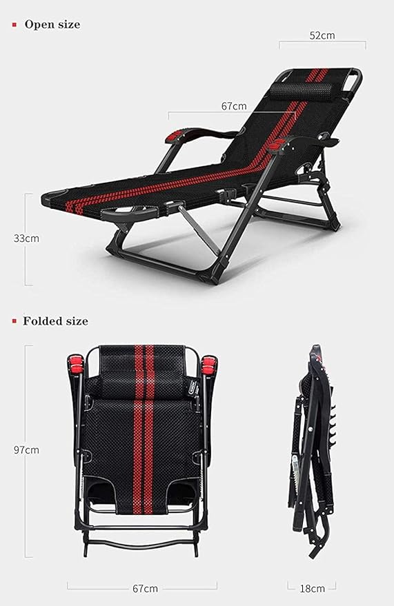 FWZJ Patio Zero Gravity Recliner Sun Loungers Outdoor Folding Beach Chair Recliner Garden Terrace Massage Handrails Courtyard Lawn Adjustable Long Chair B-A (B)