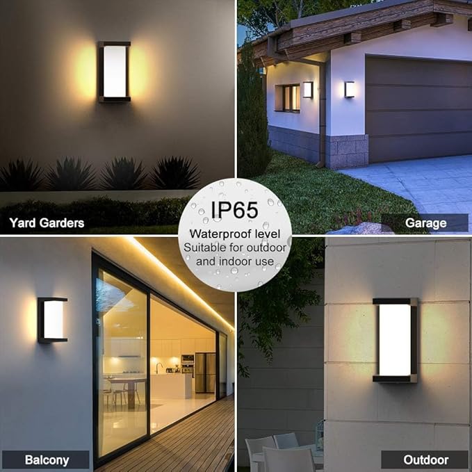 Sytmhoe Dusk to Dawn Exterior Wall LightsModern LED Outdoor Light Fixture3000k Black Wall SconceOuside Light for House Porch Patio Garage Walkway Backyard Garden