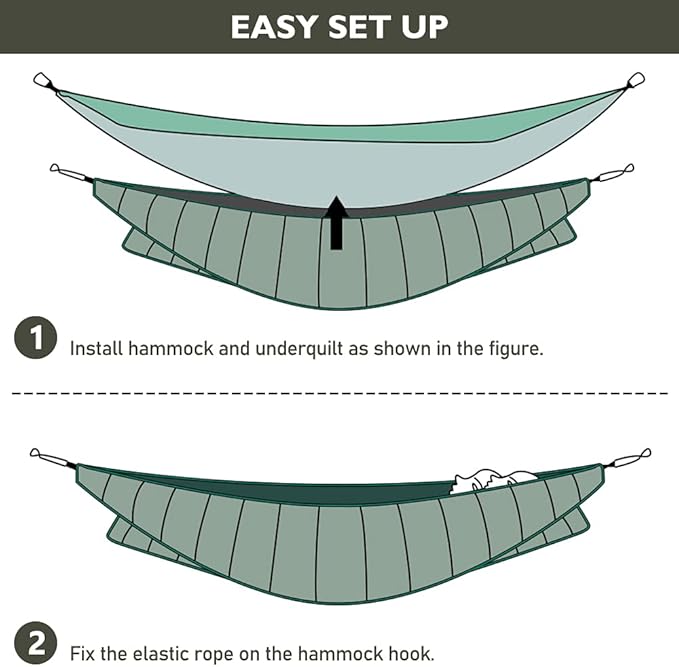 Double Hammock Underquilt HIKERBRO 4 Season Heavy Duty Under Quilt with Tree Straps Large Hammock Protector for Winter Camping Backpacking Hiking