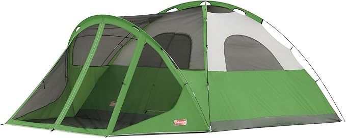 Coleman Evanston Tent with Screen Room 6/8 Person Weatherproof Tent Sets Up in 15 Mins Included Rainfly &amp Carry Bag Made of PFAS-Free Materials