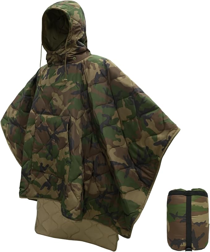 LOOGU Camo Blanket Waterproof Insulation Poncho Liner for Outdoor Camping Hiking Hunting Survival Backpacking Picnicking