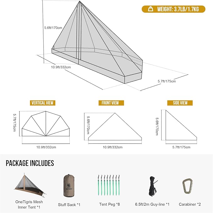 OneTigris Rock Fortress Hot Tent with Stove Jack 4 Season 4-6 Person Tipi for Camping Backpacking Hunting Fishing - Waterproof Wind-Proof