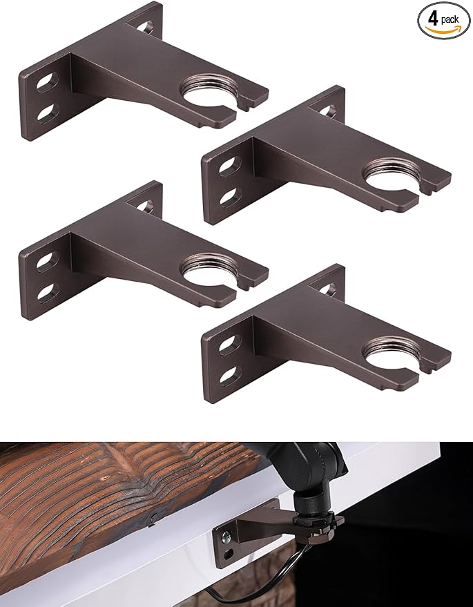 LEONLITE Gutter Mount Bracket for Low Voltage LED Spotlight 1/2 NPT Standard Thread Aluminun Mount Bracket for Landscape Light Accent House Walls Eaves Bronze Pack of 4