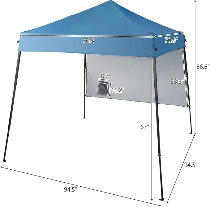 1.8 * 1.8m Beveled Oxford Cloth Black Plastic Sprayed Iron Pipe with One Side Cloth Backpack Storage Bag Folding Shed Sky Blue
