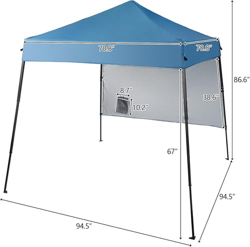1.8 * 1.8m Beveled Oxford Cloth Black Plastic Sprayed Iron Pipe with One Side Cloth Backpack Storage Bag Folding Shed Sky Blue