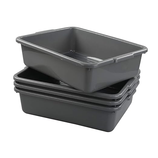4-Pack 13 L Gray Commercial Bus Tubs Utility Bus Boxes