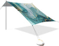 Abstract Turquoise Pattern Beach Tent Sun Shelter 9.2' x 10.5' Beach Canopy with 4 Sandbags 4 Stability Poles Sand Shovels - Tent Canopy for Beach Camping Fishing Picnics
