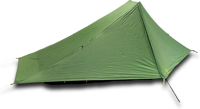 Six Moon Designs Skyscape Scout Green 1 Person Ultralight Tent. 38 oz. Affordable Backpacking Hiking Tent. Polyurethane Coated 190T Polyester. Trekking Pole Setup. Great 1st Ultralight Camping Tent.