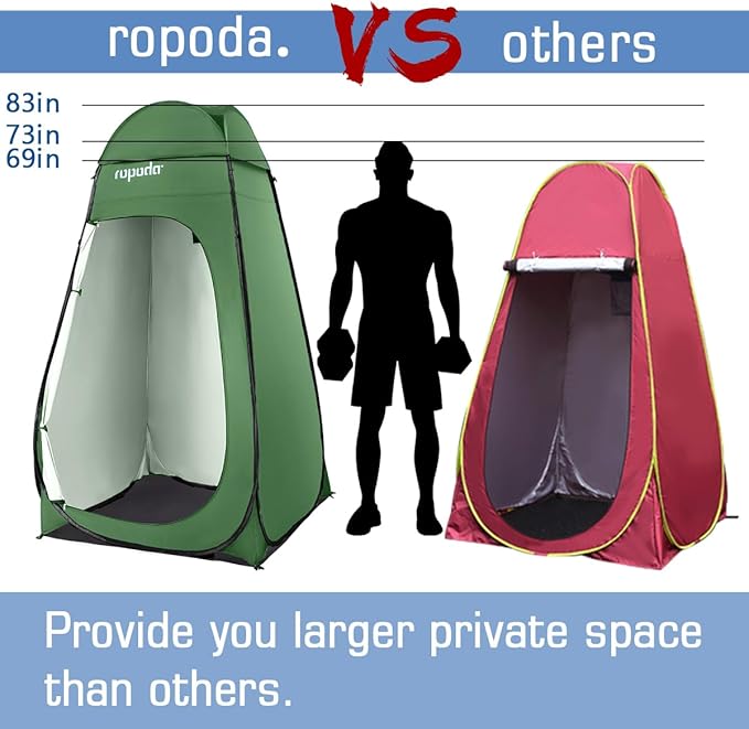 ROPODA Pop Up Tent 83inches x 48inches x 48inches Upgrade Privacy Tent Porta-Potty Tent Includes 1 Removable Bottom 8 Stakes 1 Removable Rain Cover 1 Carrying Bag