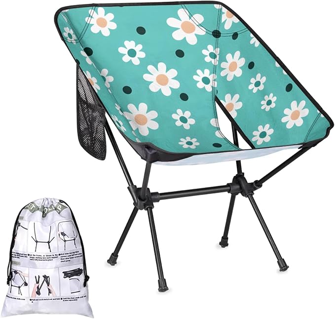 Honeybaby Folding Camping Chair Floral Flower Camping Chairs Lightweight Portable Chair Outdoor Foldable Chairs for Camping Travel Picnic Beach Hiking