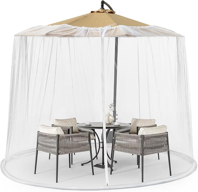 Mosquito Net for Patio with Zipper Door and Water Tube Suitable for Outdoor Patio Camping Umbrella 7.5-1 1FTJVLJVL (white)