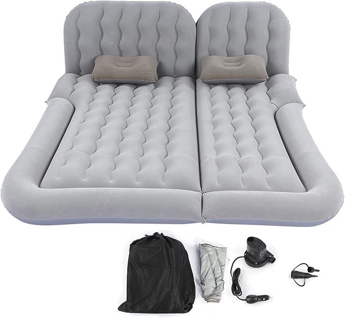 Car Inflatable Bed Soft Sleeping Rest Cushion for SUV Flocking PVC Car Mattress with Pump for Home Camping