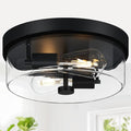 Flush Mount Ceiling Light Fixtures 2-Light Black Ceiling Mount for Farmhouse with Clear Glass Lampshade Industrial Flush Mount Light Fixture for Hallway Kitchen Entryway and Foyer