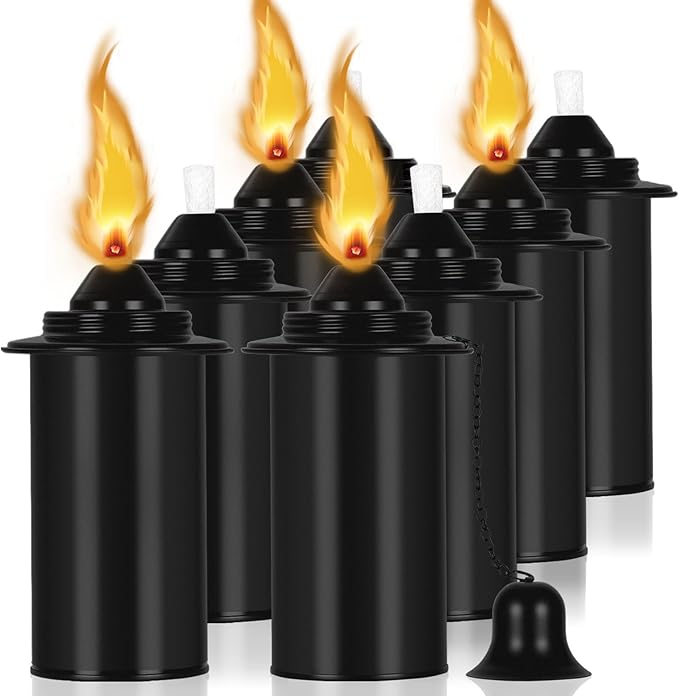 Torch Replacement Canisters (16 oz). Torch Refillable Canisters Bamboo Torch Fuel Can Citronella Tabletop Torches Canister Outdoor for Patio Garden Decor Black 8 Pack