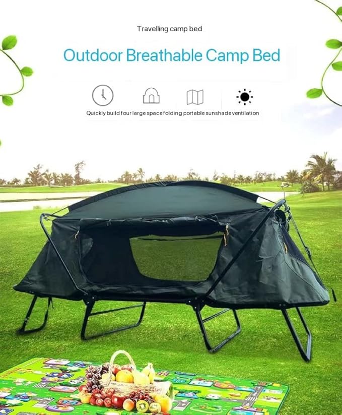 Off-The-Ground Tent Outdoor Camping Double-Layer Anti-Storm Camping Car Fishing Portable Speed Open Single Double Camping Bed Tent