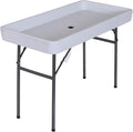 4FT Portable Folding Fish Fillet Cleaning Table Camping Picnic Ice Party Desk with Sink