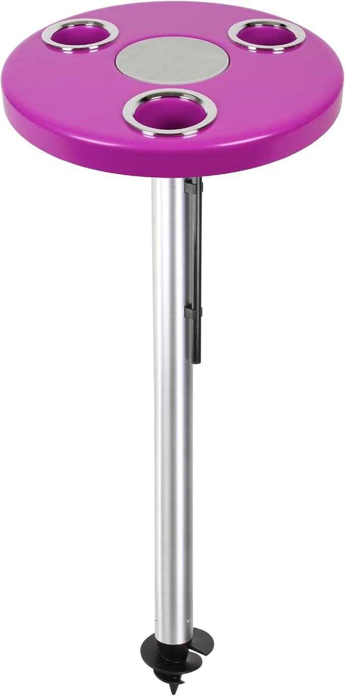 Manufacturers' Select ITC Beach Table with Sand Bar Auger Post Durable Beach Accessory Yard Campground Glamping in and Out of The Water. (Magenta Pink 47 Sand Bar)