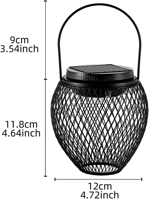 Solar Lantern Outdoor Waterproof IP65 Hanging Lights Outdoor Garden Metal Lanterns Decorative Lighting Powered for Yard Patio Pathway（2 Pack Black）