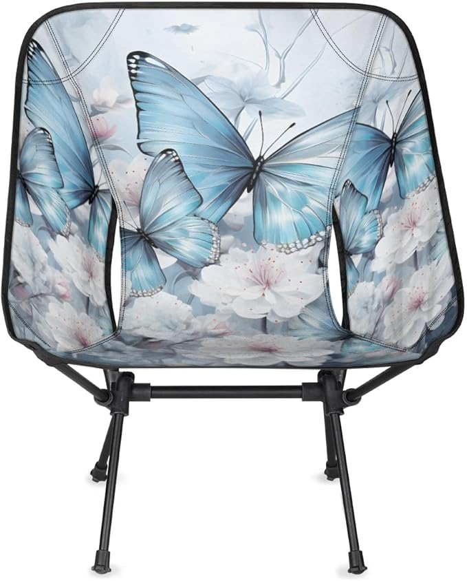 Portable Camping Chair Flowers Butterfly Ultralight Folding Camping Chair Abstract Butterfly Backpacking Hiking Chair with Cup Holder for Outdoor Travel Beach Picnic Festival 176 lbs Capacity