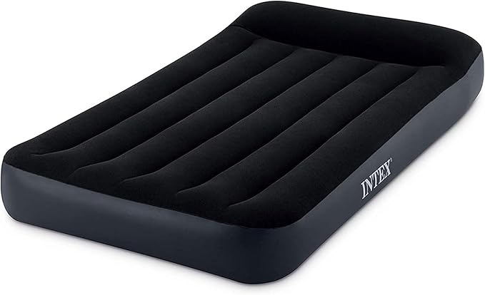 Intex Dura Beam Pillow Rest Classic Inflatable Blow Up Mattress Air Bed with Internal Built in Pump Twin (2 Pack)