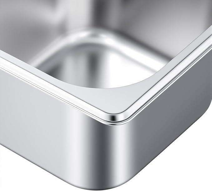 JAPCHET 10 Pack Anti-Jam Hotel Pans 1/6 Size Stainless Steel Steam Table Pan 4 Inch Deep Metal Food Storage Pan for Catering Commercial Kitchen Hotel Restaurant Buffet Supplies