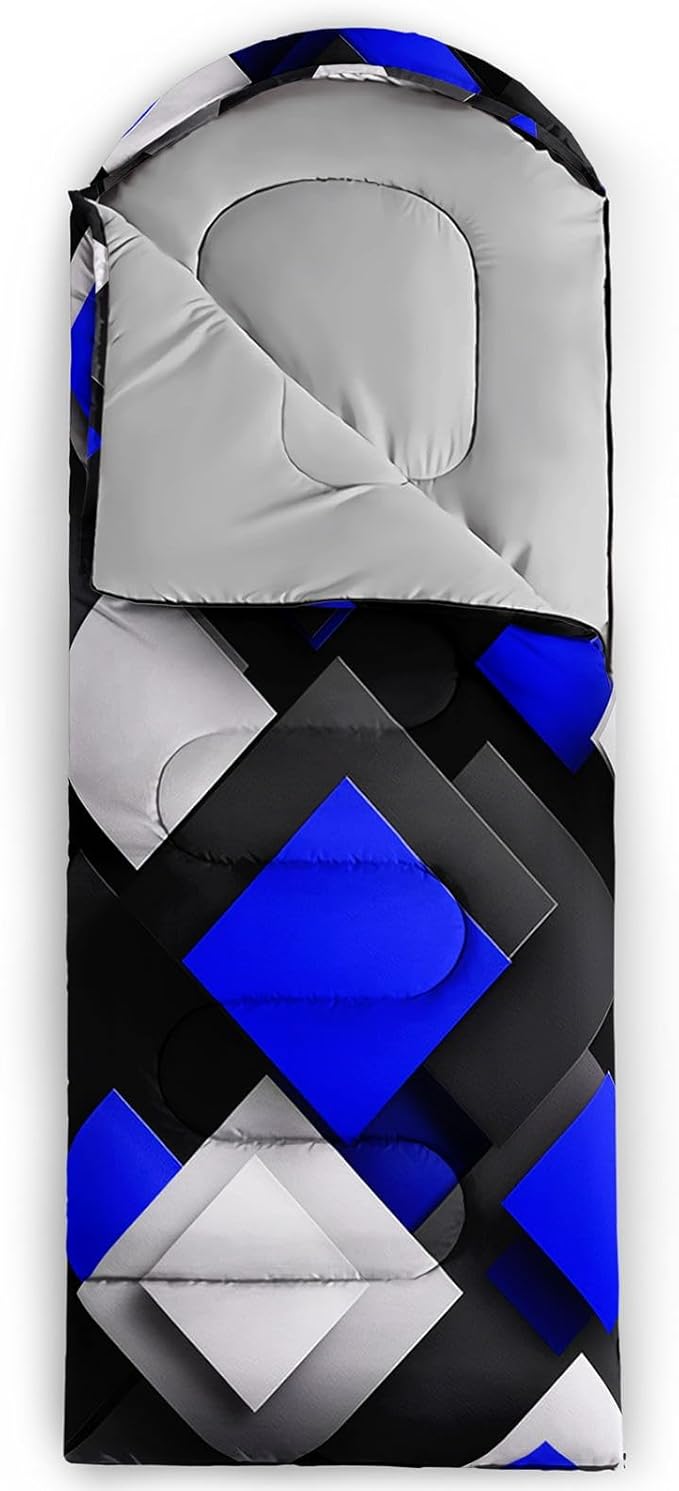 Kids Sleeping Bag for Boys GirlsCartoon Football Print-Lightweight Warm Portable Outdoor Indoor-Waterproof Cold Weather Resistant Sleeping Bag for Camping Hiking
