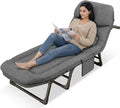 Portable Folding Bed Cot Recliner 6 Position Adjustable Backrest with Pillow Heavy Duty Steel Frame for Camping Office Nap Indoor Outdoor Use (Extra Large(78in))