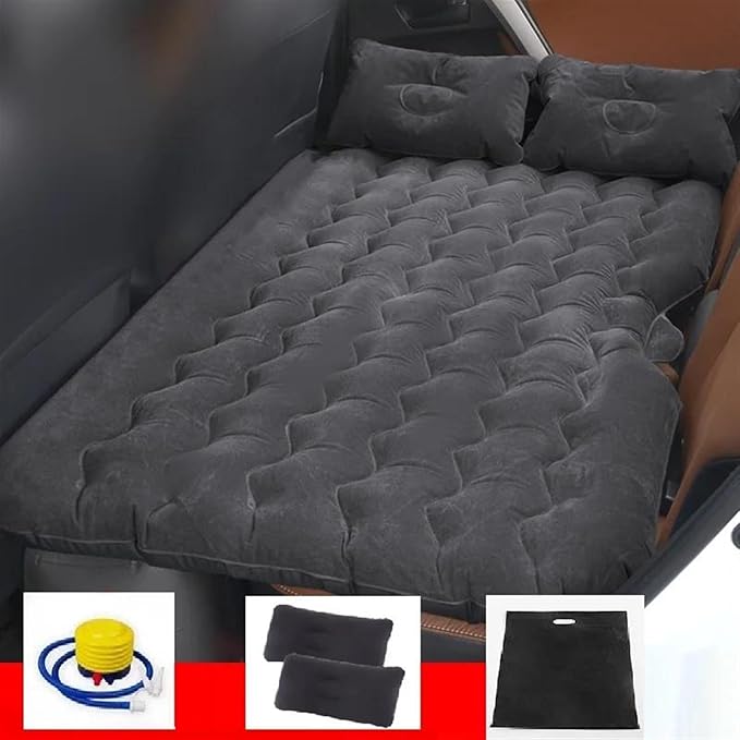 Car Inflatable Mattress Car Camping Travel Mattress Car Trunk Inflatable Mattress Foldable Storage Camping Outdoor Travel Bed (Black)
