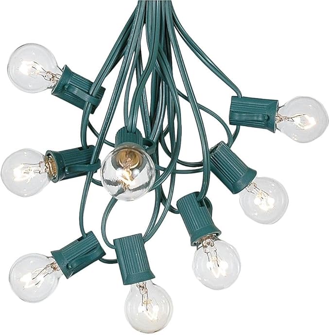 G30 Globe Outdoor String Lights With 25 Frosted White Globe Bulbs By Novelty Lights - Commercial Grade - Outdoor Lights - Bulb String Lights - Globe String Lights - Globe Lights - Patio String Lights