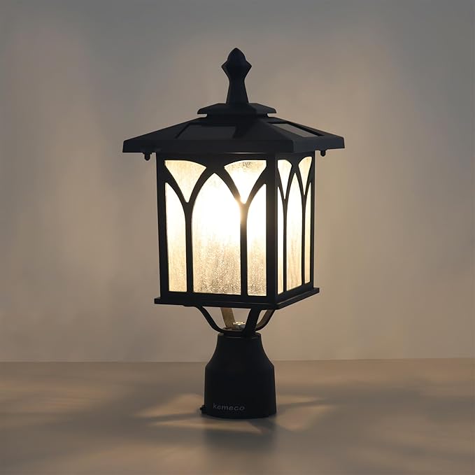 Kemeco ST4328Q-A Solar Post Light Outdoor Cast Aluminum Exterior LED Lamp Fixture for Garden Gate Yard Pole Pillar Driveway Pathway Deck