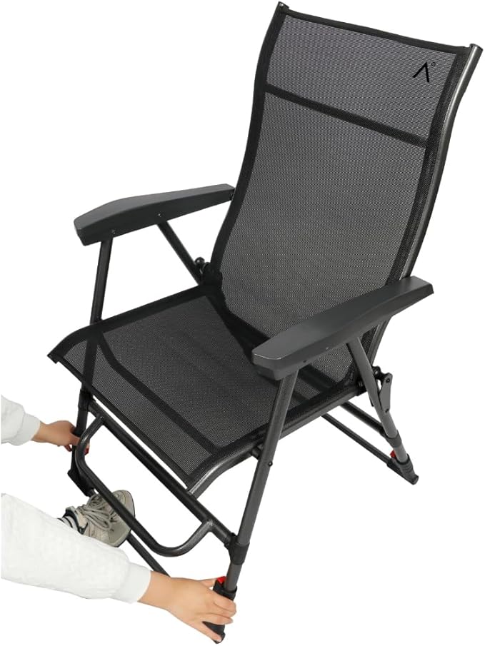 Sports Chair - Height Adjustable Camping Chair with 3 Levels Lightweight Aluminum Mesh Back - Rise Above The Crowd with Ultimate Comfort &amp Versatility