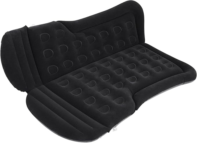 Camping Inflatable Mattress Car Inflatable Travel Mattress Car Back Seat Inflatable Bed Outdoor Camping Sleeping Mat Flocked PVC Inflatable Mattress