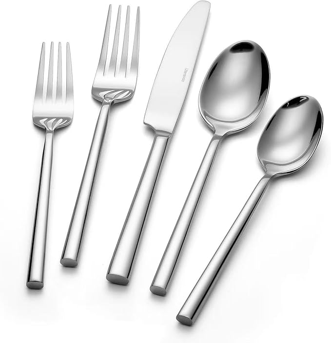 40-Piece Silverware Set for 8Minimalist Flatware Set 18/10 Stainless SteelFine Cutlery Set with Forks Knives SpoonsDurable and Elegant Design TablewareDishwasher Safe