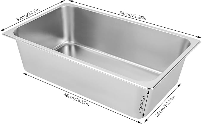 4 Pack Hotel Pan 5.9-Inch Deep Steam Table Pan with Lid 21.26 L x 12.6 W Hotel Pans Stainless Steel Pans Restaurant and Commercial Steam Tables