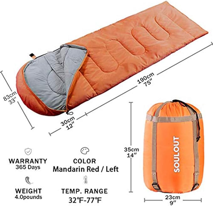 3-4 Season Sleeping Bag for Adults &amp Kids Lightweight Warm Cold Weather Camping Bag with Waterproof Compression Sack – Portable for Hiking Backpacking Traveling &amp Outdoor Adventures
