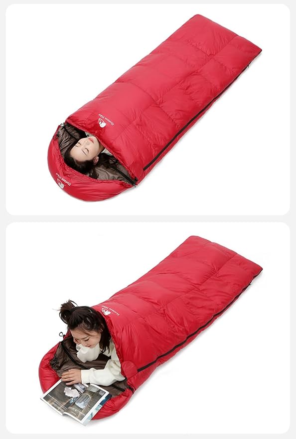 Filling 1000g White Goose Down Winter Sleeping Bag Envelope Sleeping Bag with Removable Cap Backpack Sleeping Bag for Hiking Camping
