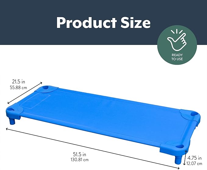 Children’s Factory Value Line Nap Cots Kids Daycare and Preschool Sleeping Cot Standard Size Set of 4 Blue